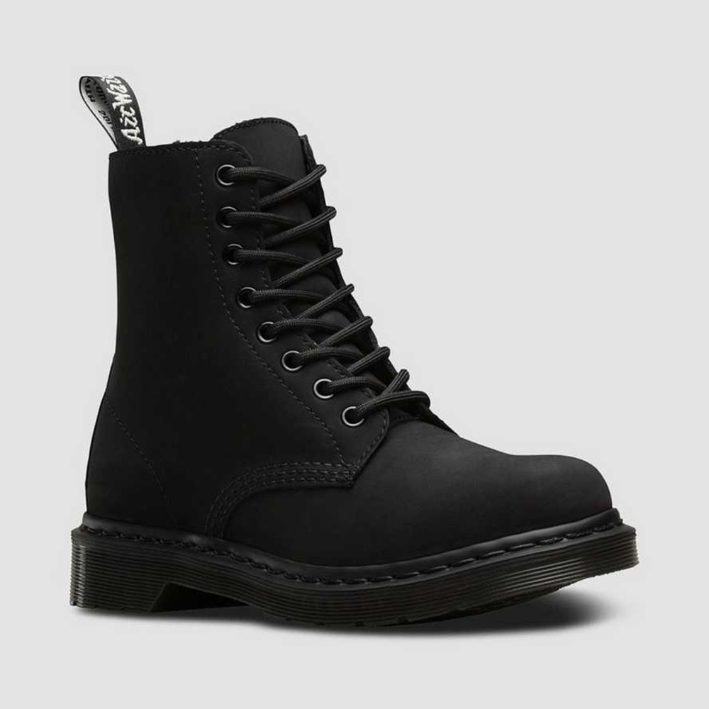 Black Mono Fur Doc Martens